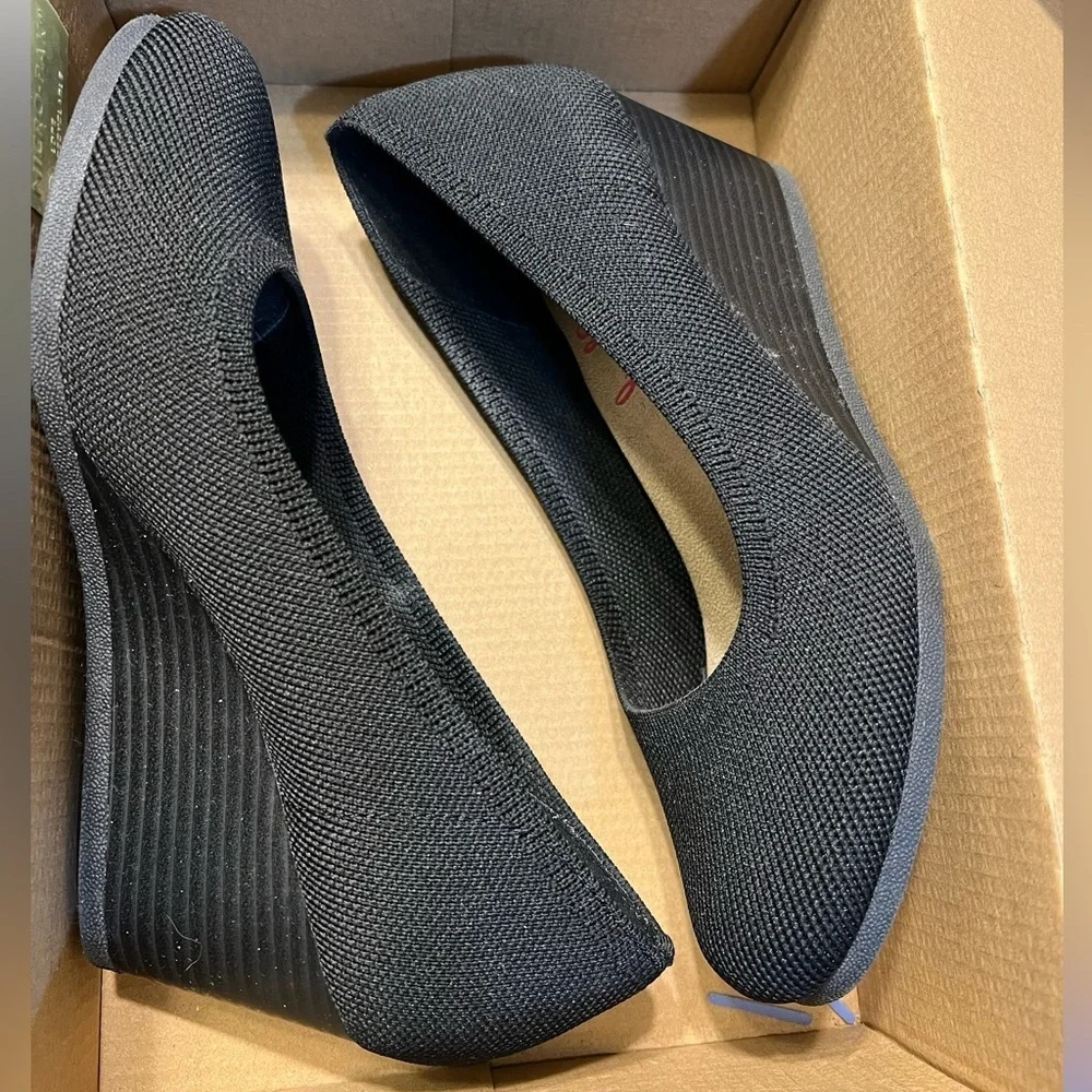 Jelly Pop Black Knitted Donna Wedge Shoes Size 8M